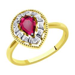 Кольцо из лимонного золота Diamant 53-210-01079-2 с бриллиантом и рубином 53-210-01079-2 фото