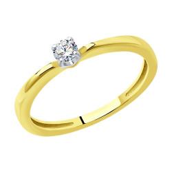 Кольцо из лимонного золота Diamant 53-210-01674-1 с бриллиантом 53-210-01674-1 фото