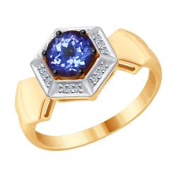 Золотое кольцо SOKOLOV 6014050 с бриллиантом и танзанитом 6014050 фото