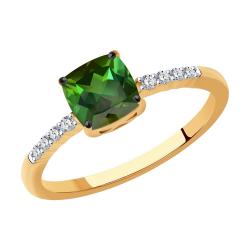 Золотое кольцо SOKOLOV 6014204 с бриллиантом и турмалином 6014204 фото