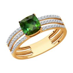 Золотое кольцо SOKOLOV 6014214 с бриллиантом и турмалином 6014214 фото