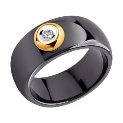 Золотое кольцо SOKOLOV 6015010 с бриллиантом и керамикой 6015010 фото