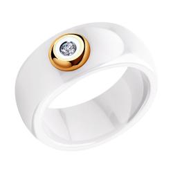 Золотое кольцо SOKOLOV 6015013 с бриллиантом и керамикой 6015013 фото
