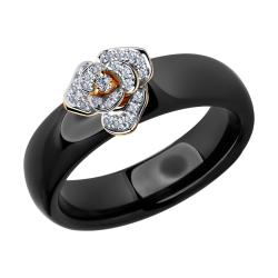 Золотое кольцо SOKOLOV 6015021 с бриллиантом и керамикой 6015021 фото