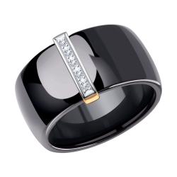 Золотое кольцо SOKOLOV 6015024 с бриллиантом и керамикой 6015024 фото