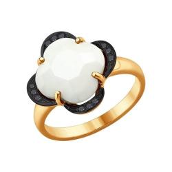 Золотое кольцо SOKOLOV 6015027 с керамикой и чёрным бриллиантом 6015027 фото