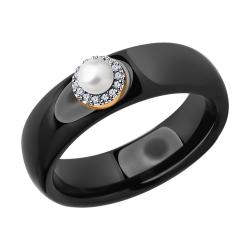 Золотое кольцо SOKOLOV 6015103 с бриллиантом, жемчугом и керамикой 6015103 фото