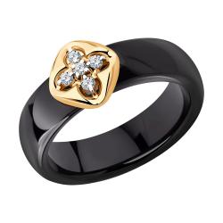 Золотое кольцо SOKOLOV 6015122 с бриллиантом и керамикой 6015122 фото