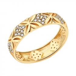 Золотое обручальное кольцо 5 мм AQUAMARINE с фианитом 62220А 62220А фото