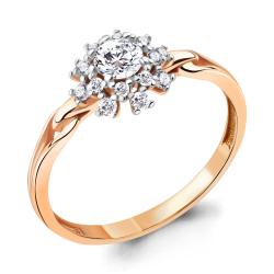 Золотое кольцо AQUAMARINE 67241А с фианитом 67241А фото
