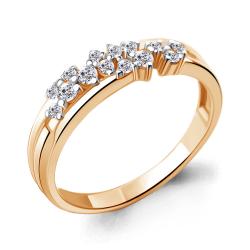 Золотое кольцо AQUAMARINE 67298А с фианитом 67298А фото
