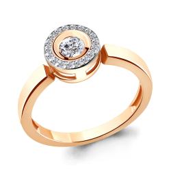 Золотое кольцо AQUAMARINE 68478А с фианитом 68478А фото