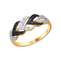 Золотое кольцо SOKOLOV 7010042 с бриллиантом и чёрным бриллиантом 7010042 фото