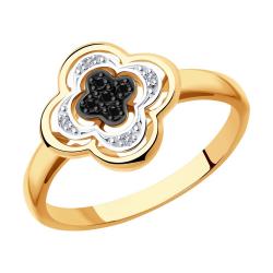 Золотое кольцо SOKOLOV 7010060 с бриллиантом и чёрным бриллиантом 7010060 фото