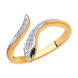 Золотое кольцо SOKOLOV 7010066 с бриллиантом и чёрным бриллиантом 7010066 фото