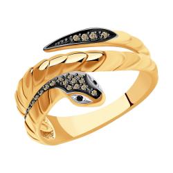 Золотое кольцо SOKOLOV 7010067 с бриллиантом и чёрным бриллиантом 7010067 фото