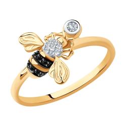 Золотое кольцо SOKOLOV 7010073 с бриллиантом и чёрным бриллиантом 7010073 фото