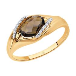 Золотое кольцо SOKOLOV 714064 с фианитом и раухтопазом 714064 фото