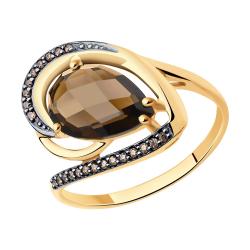 Золотое кольцо SOKOLOV 714198 с фианитом и раухтопазом 714198 фото