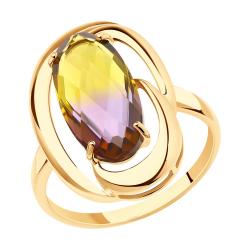 Золотое кольцо SOKOLOV с ситаллом цвета Аметрин 714346 714346 фото