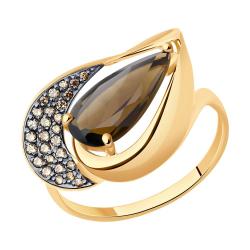 Золотое кольцо SOKOLOV 714808 с фианитом и раухтопазом 714808 фото