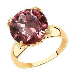 Золотое кольцо SOKOLOV с ситаллом цвета Родолит 714933 714933 фото