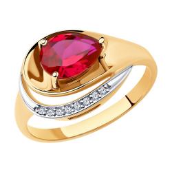 Золотое кольцо SOKOLOV 715242 с фианитом и рубиновым корундом 715242 фото