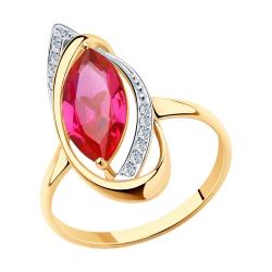 Золотое кольцо SOKOLOV 716014 с фианитом и рубиновым корундом 716014 фото