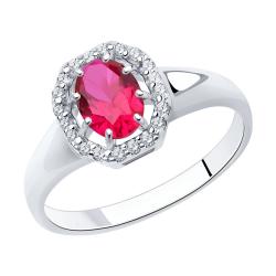 Серебряное кольцо SOKOLOV 84010007 с фианитом и рубиновым корундом 84010007 фото