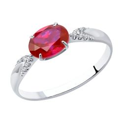 Серебряное кольцо SOKOLOV 84010020 с фианитом и рубиновым корундом 84010020 фото