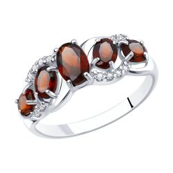 Серебряное кольцо SOKOLOV 92011009 с фианитом и гранатом 92011009 фото