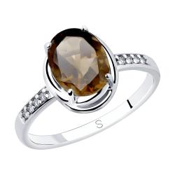 Серебряное кольцо SOKOLOV 92011770 с фианитом и раухтопазом 92011770 фото