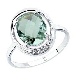 Серебряное кольцо SOKOLOV 92011799 с фианитом и кварцем 92011799 фото