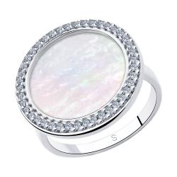 Серебряное кольцо SOKOLOV 94013021 с фианитом и перламутром 94013021 фото