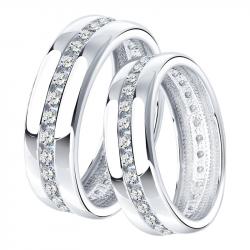 Серебряное обручальное кольцо 5 мм SOKOLOV с фианитом 94110026 94110026 фото