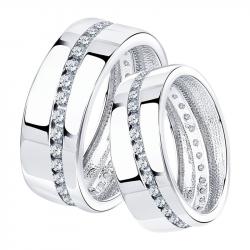 Серебряное обручальное кольцо 7 мм SOKOLOV с фианитом 94110027 94110027 фото