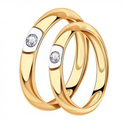 Золотое обручальное кольцо 3 мм AQUAMARINE с бриллиантом 961279к 961279к фото