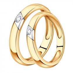 Золотое обручальное кольцо 4 мм AQUAMARINE с бриллиантом 961280к 961280к фото