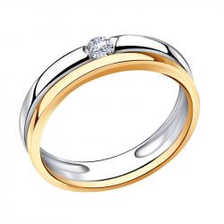 Золотое обручальное кольцо 4 мм AQUAMARINE с бриллиантом 961585к 961585к фото