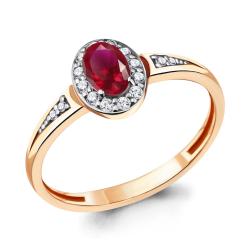 Золотое кольцо AQUAMARINE 961798кр с бриллиантом и рубином 961798кр фото