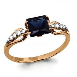 Золотое кольцо AQUAMARINE 961841кс с бриллиантом и сапфиром 961841кс фото