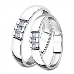 Обручальное кольцо из белого золота 3 мм AQUAMARINE с бриллиантом 962756 962756 фото