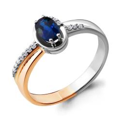 Золотое кольцо AQUAMARINE 963578кс с бриллиантом и сапфиром 963578кс фото