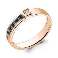 Золотое кольцо AQUAMARINE 963899Чк с бриллиантом и чёрным бриллиантом 963899Чк фото