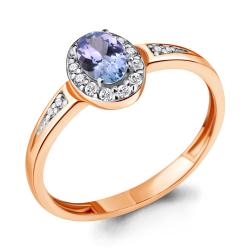 Золотое кольцо AQUAMARINE 963999к с бриллиантом и танзанитом 963999к фото