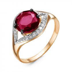 Золотое кольцо КЮЗ Del'ta D314839 с фианитом и рубиновым корундом D314839 фото