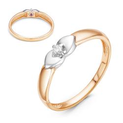 Золотое кольцо КЮЗ Del'ta DБР110990 с бриллиантом и рубином DБР110990 фото