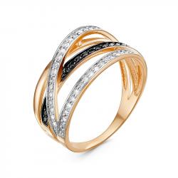Золотое кольцо КЮЗ Del'ta DБР111316 с бриллиантом и чёрным бриллиантом DБР111316 фото