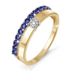 Золотое кольцо КЮЗ Del'ta DБР210256 с бриллиантом и сапфиром DБР210256 фото