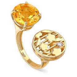 Кольцо из лимонного золота KABAROVSKY K11-2988-2900 с бриллиантом и цитрином K11-2988-2900 фото